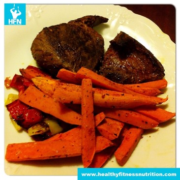 Steak mit Süßkartoffeln und Paprika Rezept