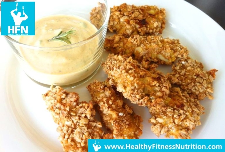 Healthy Chicken Nuggets Recipe (Low-Fat ) with Garlic Sauce